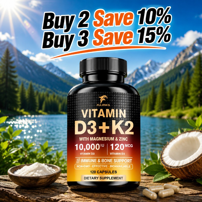 Vitamin D3 K2 Drop - 10000IU 비타민 D3 K2 보충제, 마그네슘과